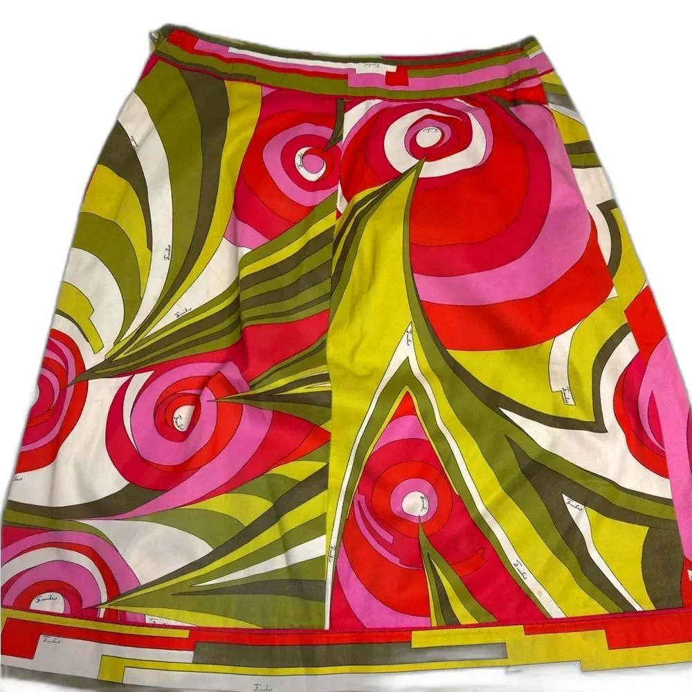 Emilio Pucci Vintage 60’s Saks Fifth Avenue Vibrant Abstract Pencil Skirt 8 RARE